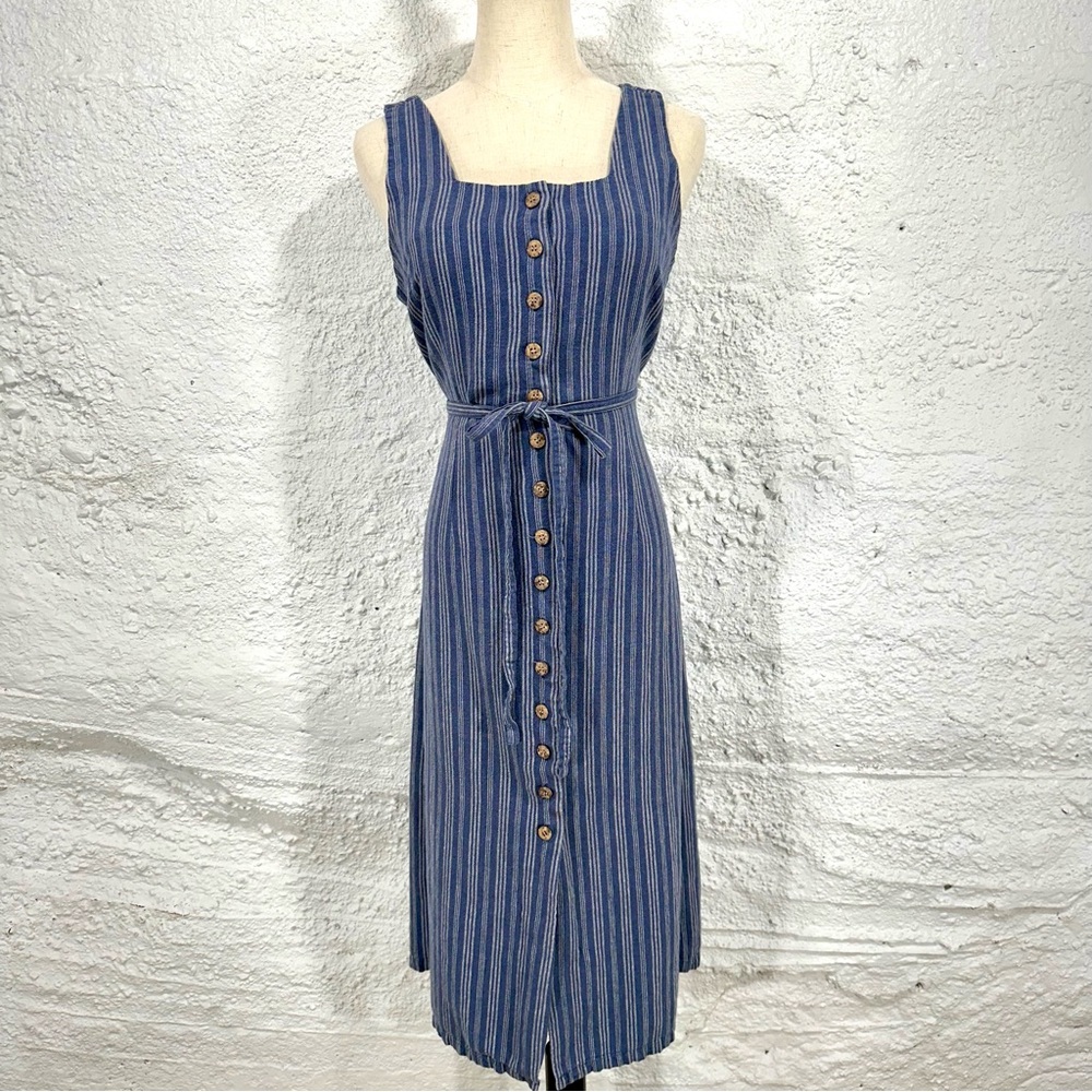 Vintage 90s The Limited Linen/Rayon Striped Midi Dress